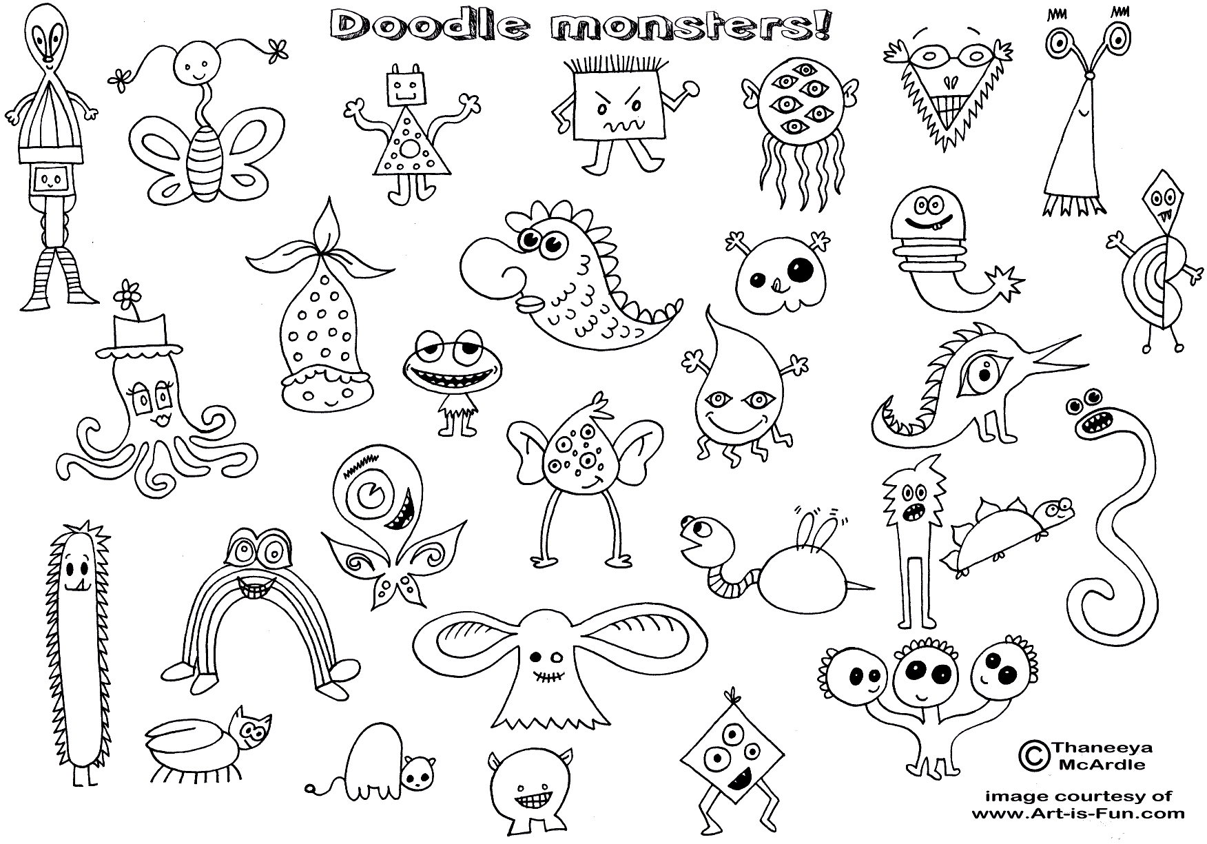 Doodle Monsters How To Draw Doodles Sketches And Pencil Drawings